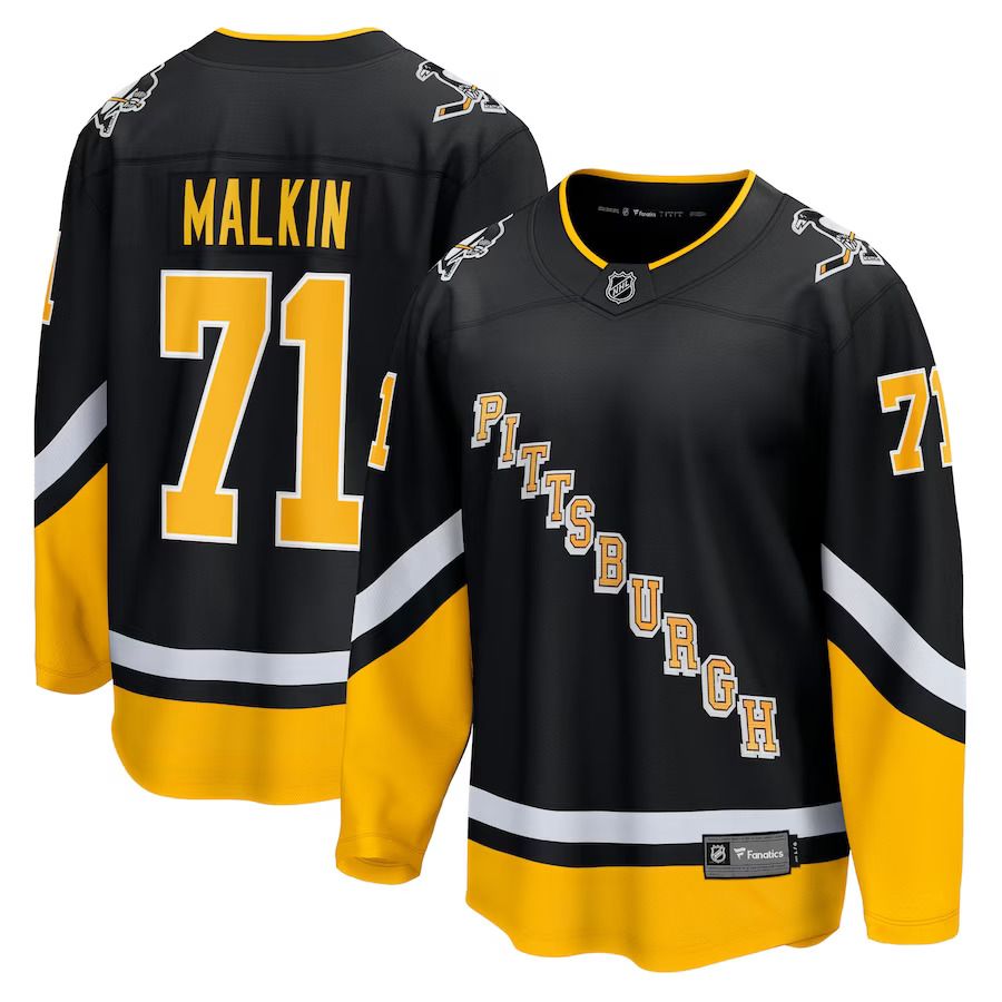 Men Pittsburgh Penguins #71 Evgeni Malkin Fanatics Branded Black Alternate Premier Breakaway Player NHL Jersey